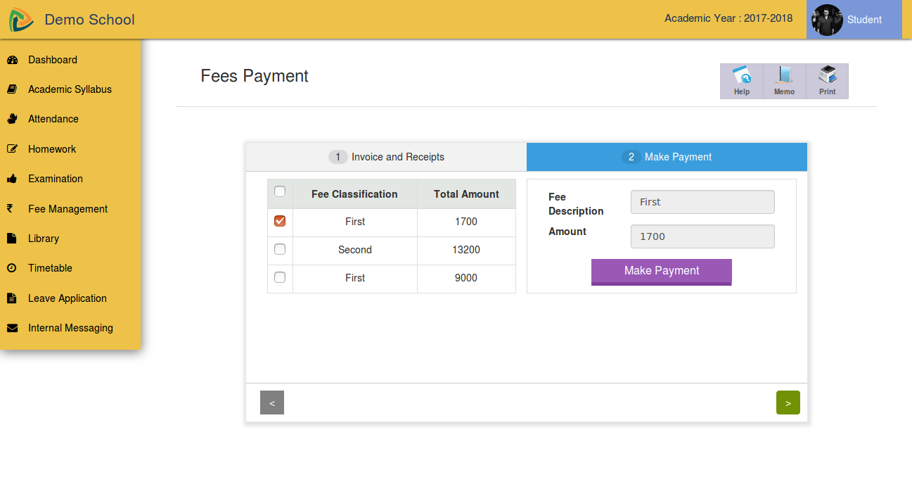 Online Fee Payment Software